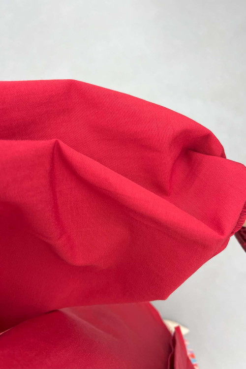 Sare Fashion Balloon Sleeve Shirt Red