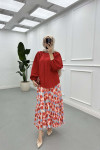 Sare Fashion Balloon Sleeve Shirt Red