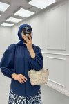 Sare Fashion Balloon Sleeve Shirt Navy Blue