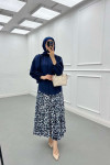 Sare Fashion Balloon Sleeve Shirt Navy Blue
