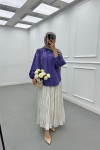 Sare Fashion Balloon Sleeve Shirt Purple