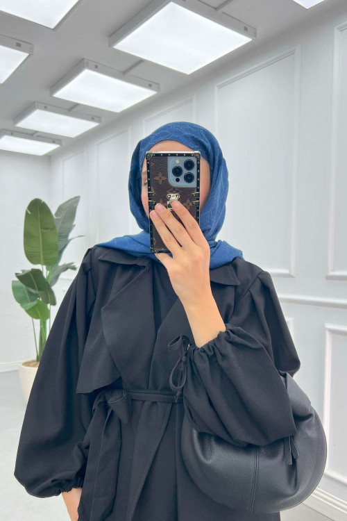 Sare Fashion Balloon Sleeve Crepe Trench Coat Black Sare Fashion Balloon Sleeve Crepe Trench Coat Black