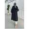 Sare Fashion Balloon Sleeve Crepe Trench Coat Black