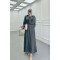 Sare Fashion Balloon Sleeve Belted Dress Anthracite