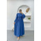 Balloon Sleeve Belted Dress Indigo