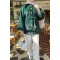 Sare Fashion Balloon Sleeve Belted Fur Coat Emerald Green