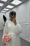 Sare Fashion Balloon Sleeve Tulle Dress White