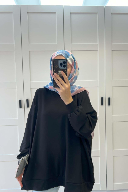 Sare Fashion Basic Oysh Sweatshirt Siyah Sare Fashion Basic Oysh Sweatshirt Siyah