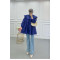 Sare Fashion Baby Collar Balloon Sleeve Tunic Navy Blue