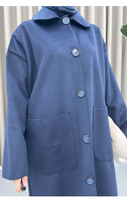 Baby Collar Pocket Coat Navy Blue