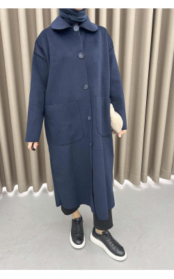 Baby Collar Pocket Coat Navy Blue