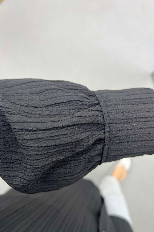 Sare Fashion Baby Collar Bow Shirt Black