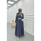 Sare Fashion Baby Collar Belted Dress Anthracite