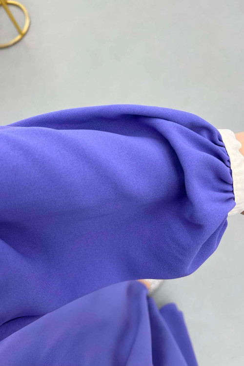 Sare Fashion Baby Collar Belted Dress Purple
