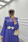 Sare Fashion Baby Collar Belted Dress Purple