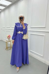 Sare Fashion Baby Collar Belted Dress Purple