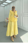 Sare Fashion Baby Collar Front Tie Muslin Set Yellow