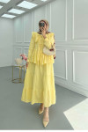 Sare Fashion Baby Collar Front Tie Muslin Set Yellow
