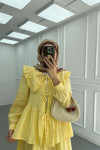 Sare Fashion Baby Collar Front Tie Muslin Set Yellow