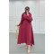 Sare Fashion Basic Dress with Pleated Waist, Burgundy