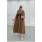 Sare Fashion Basic Dress with Pleated Waist, Brown