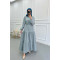 Pleated Waist Textured Dress Ice Blue