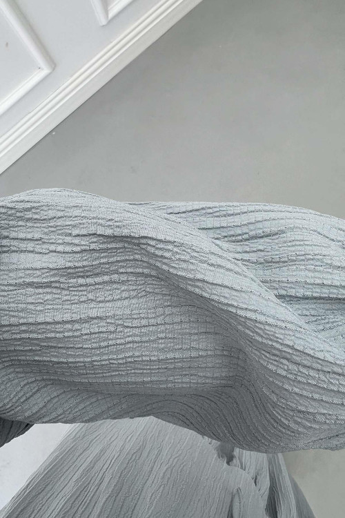 Pleated Waist Textured Dress Ice Blue