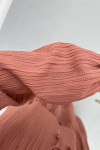 Pleated Waist Textured Dress Dusty Rose