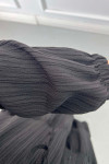 Pleated Waist Textured Dress Black