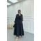 Pleated Waist Textured Dress Black
