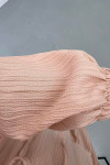 Pleated Waist Textured Dress Salmon