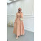 Pleated Waist Textured Dress Salmon