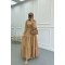 Textured Dress with Pleats in Milk Coffee