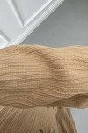 Textured Dress with Pleats in Milk Coffee