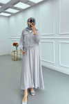 Sare Fashion Waist Pleated Skirt Suit Gray