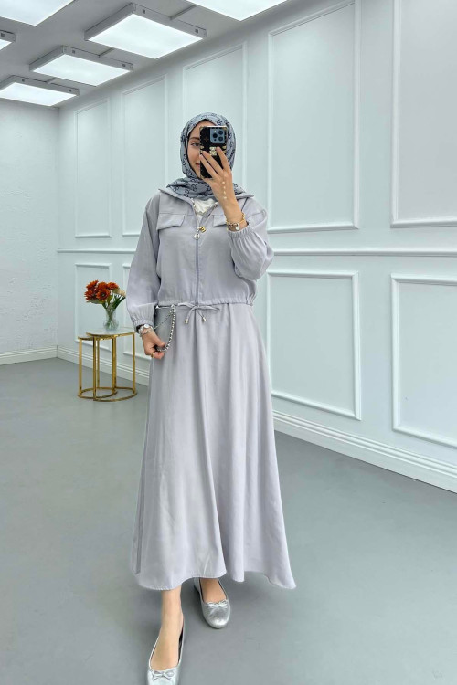 Sare Fashion Waist Pleated Skirt Suit Gray