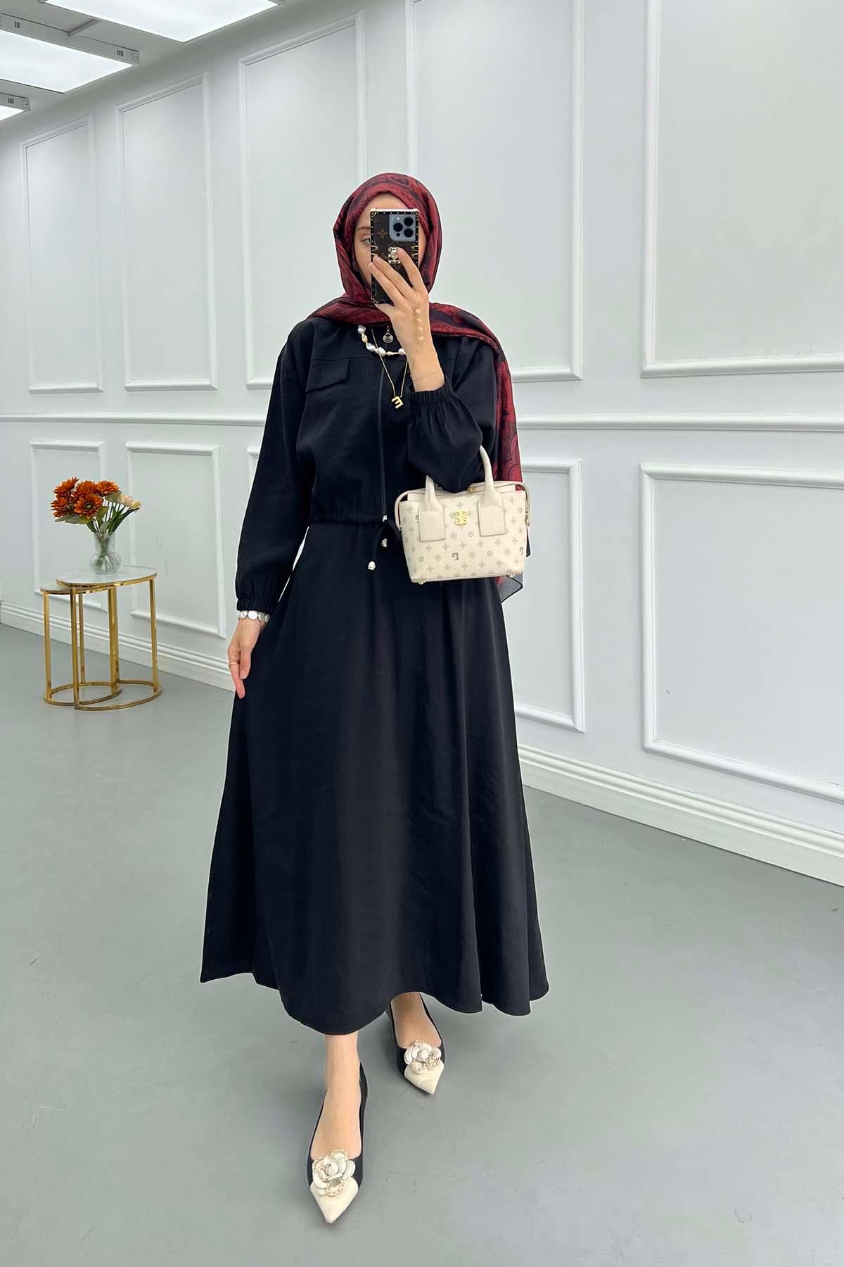 Sare Fashion Waist Pleated Skirt Suit Black