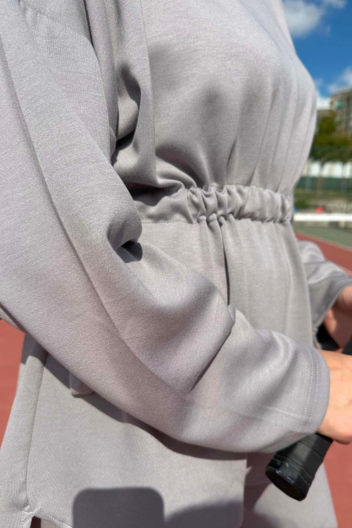 Sare Fashion Oysh Suit Gray with Gathered Waist Sare Fashion Oysh Suit Gray with Gathered Waist