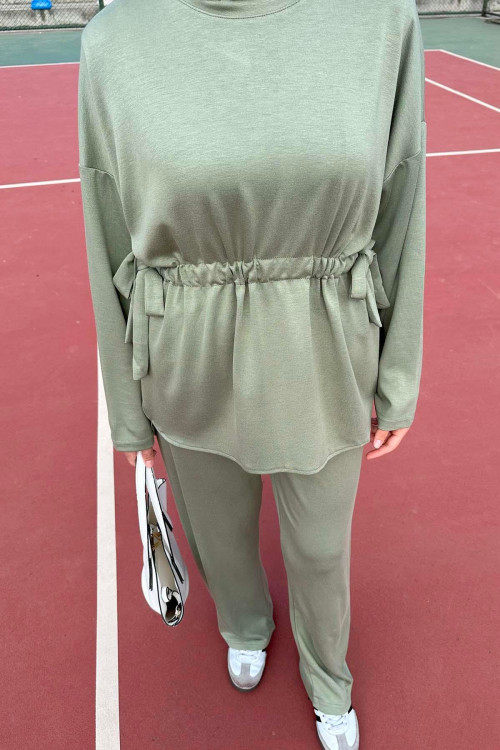 Sare Fashion Oysh Suit Green with Gathered Waist Sare Fashion Oysh Suit Green with Gathered Waist