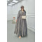 Sare Fashion Half Button Dress with Waist Gathering Gray