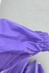 Sare Fashion Half Button Dress with Waist Gathering Purple