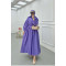 Sare Fashion Half Button Dress with Waist Gathering Purple