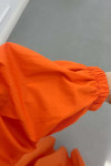 Sare Fashion Half Button Dress with Pleated Waist Orange