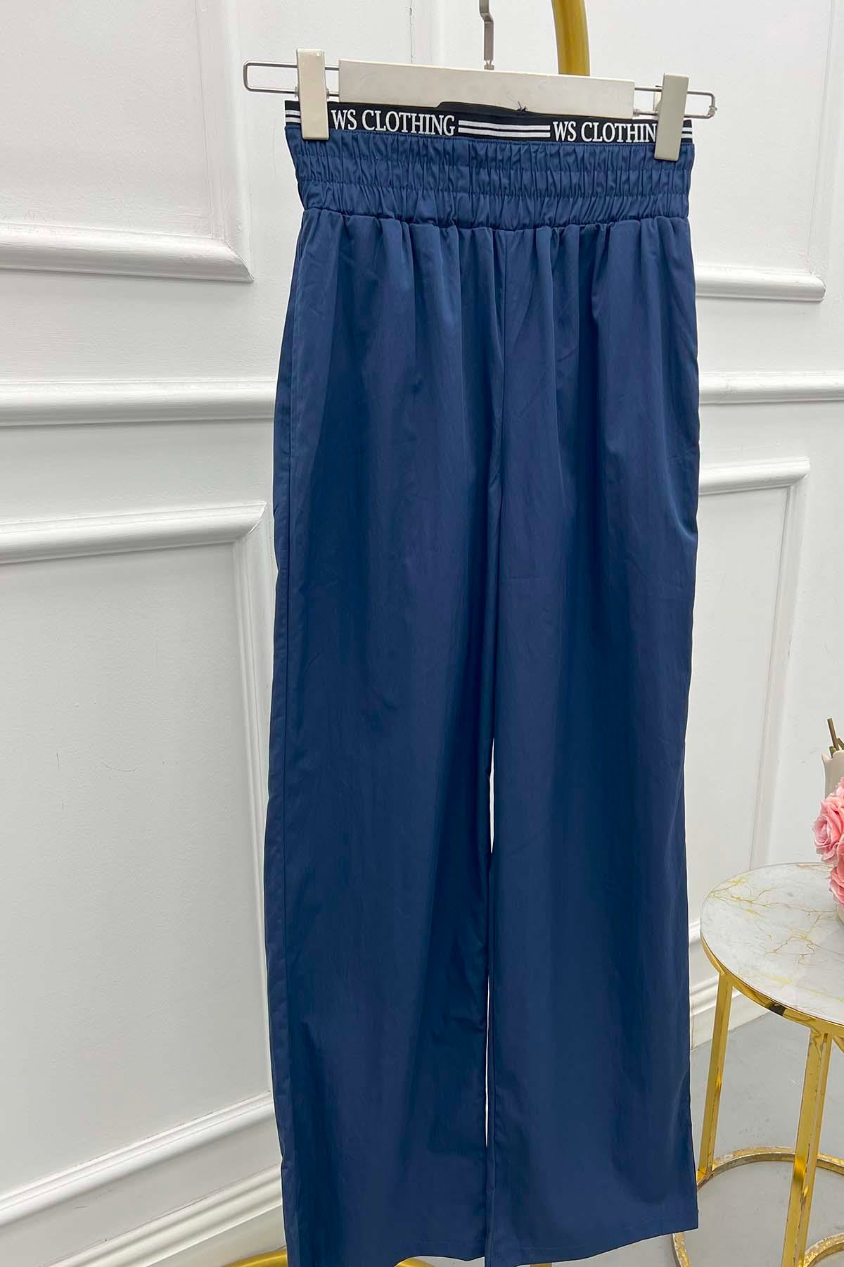 Sare Fashion Waist Detailed Trousers Navy Blue