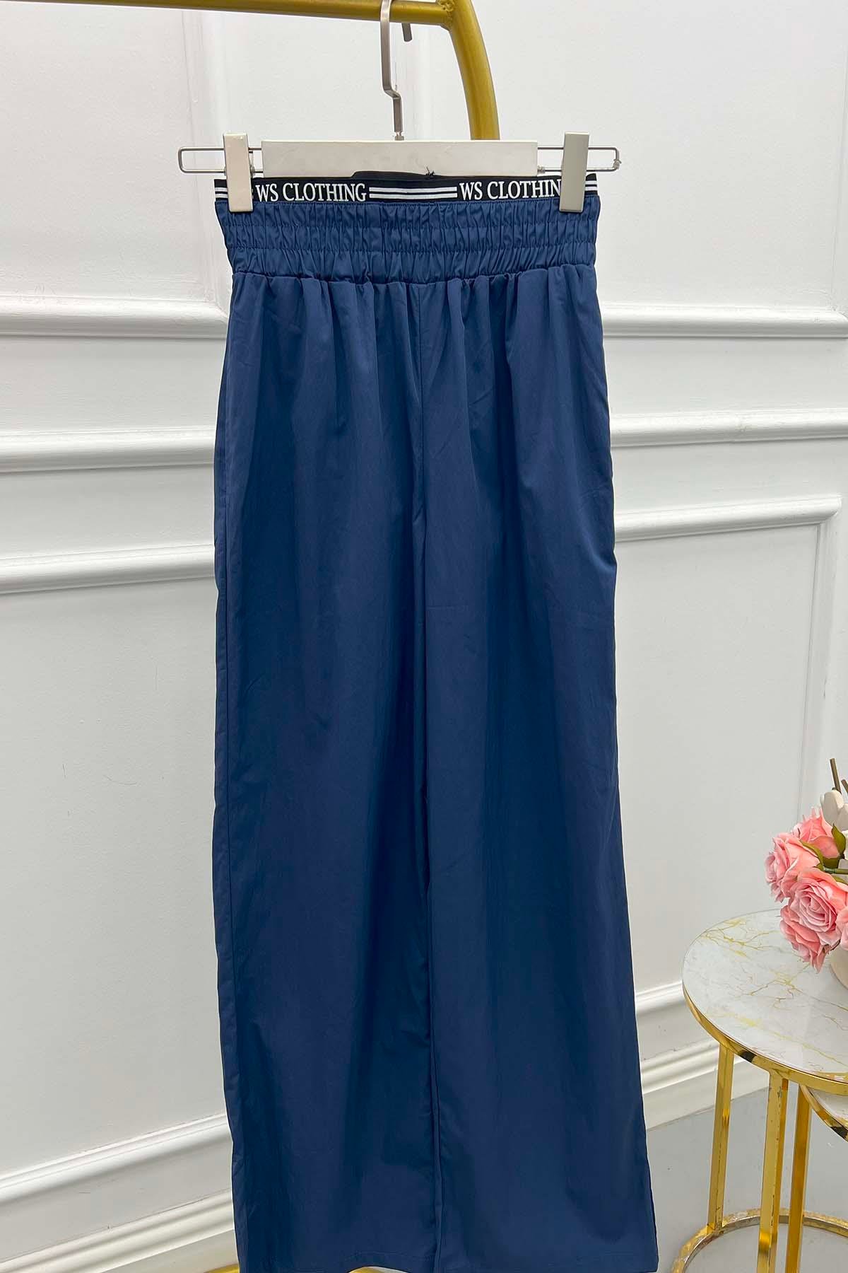 Sare Fashion Waist Detailed Trousers Navy Blue