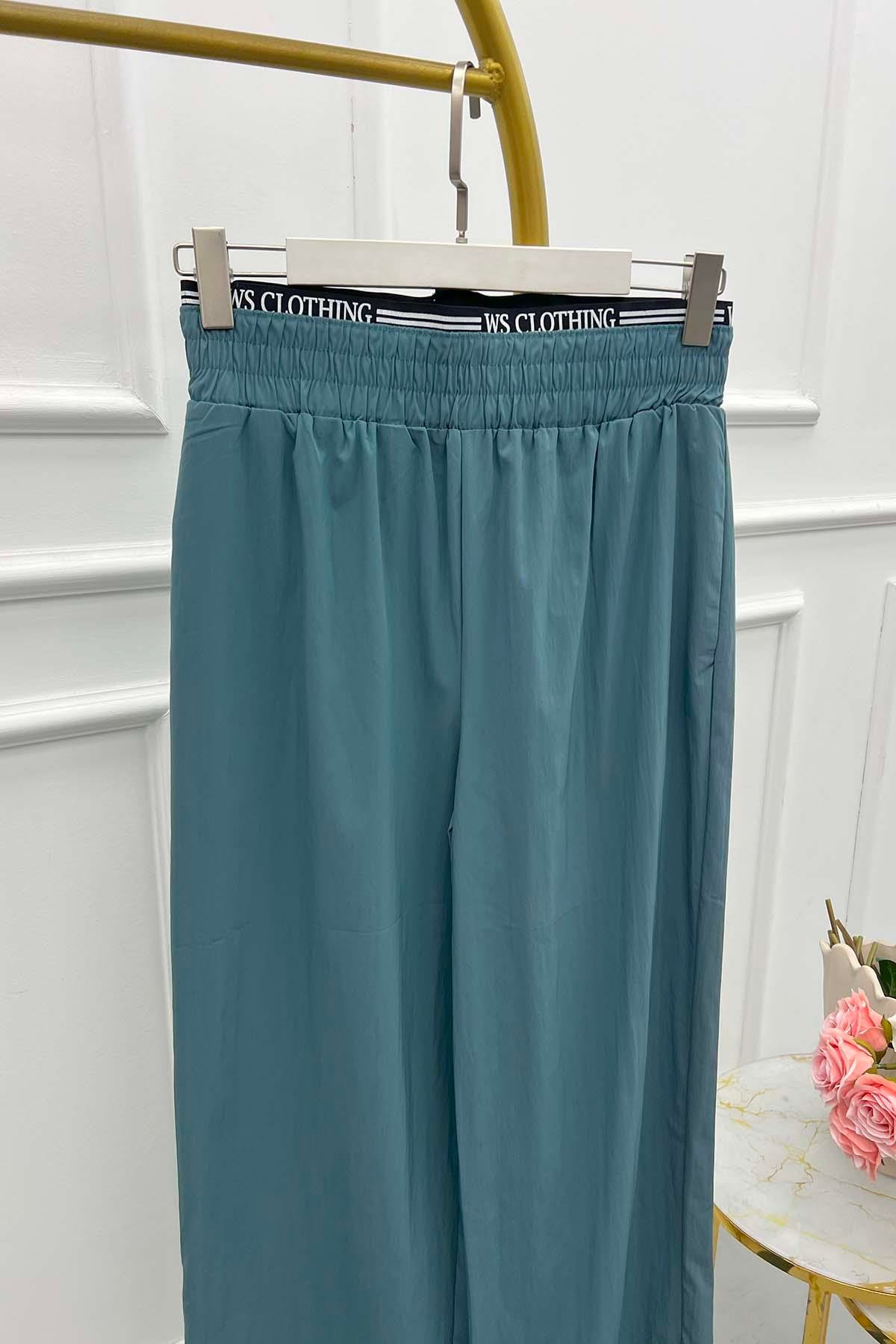 Sare Fashion Waist Detailed Trousers Petrol Blue