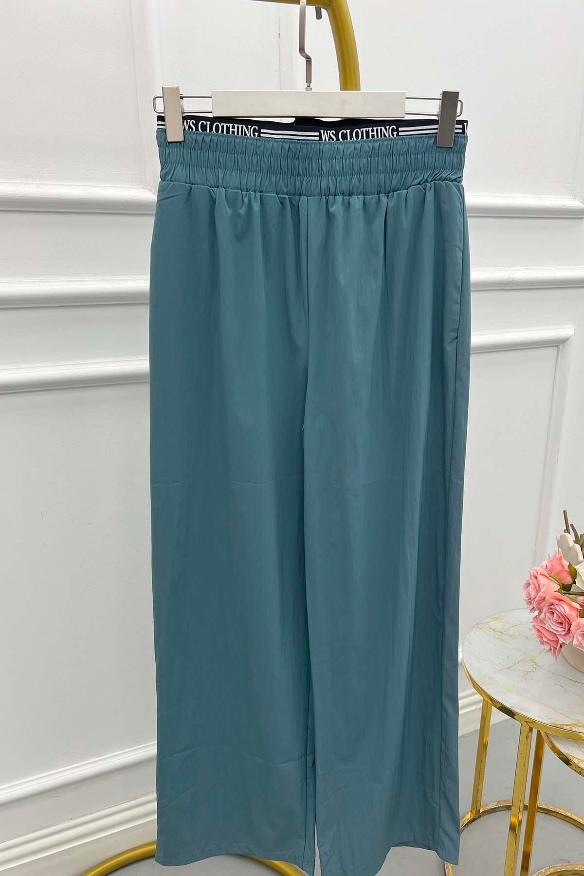 Sare Fashion Waist Detailed Trousers Petrol Blue