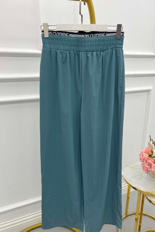 Sare Fashion Waist Detailed Trousers Petrol Blue