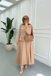 Sare Fashion Waist Detailed Tencel Two Piece Set Milky Coffee