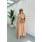 Sare Fashion Waist Detailed Tencel Two Piece Set Milky Coffee